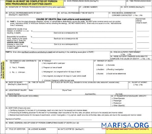 Realistic Medical certified certificate of death real example